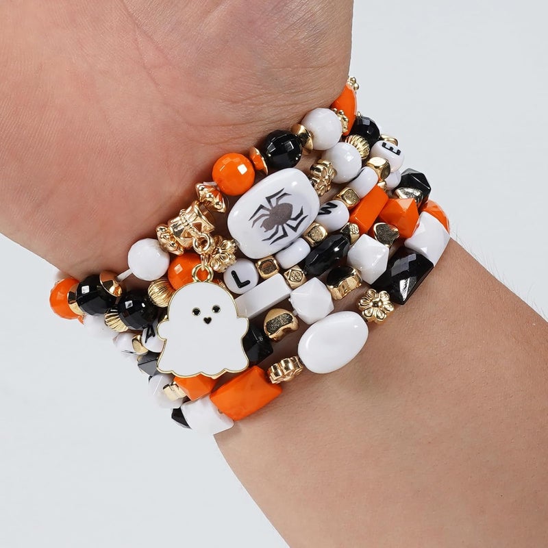 Lonext Halloween Bracelets Stackable Heishi Beaded Stretch Bracelets - Image 4